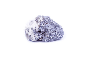 macro mineral galena stone on a white background