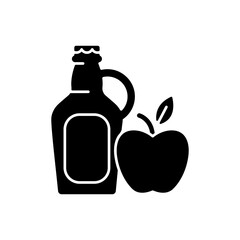 Cider to go black glyph icon. Fermented apple juice. Expressed fruit beverage. Alcoholic, nonalcoholic drink varieties. Lemon cider. Silhouette symbol on white space. Vector isolated illustration