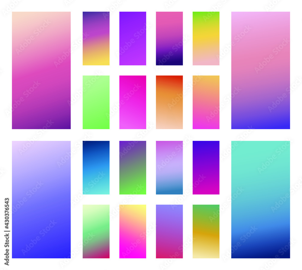 Poster set of modern abstract backgrounds with gradient linear waves. simply geometric template for design