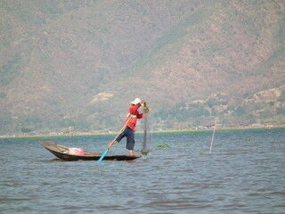 Naklejka premium lac inlé Birmanie