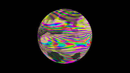 Soap bubble. Abstract multicolor sphere on a black background. 3d rendering. High resolution.