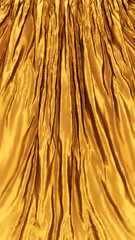 Golden silk. Beautifully laid fabric. Glamour background. High resolution.