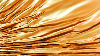 Golden silk. Beautifully laid fabric. Glamour background. High resolution.
