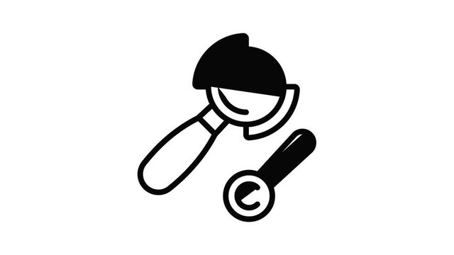 Top view portafilter icon animation outline best object on white background