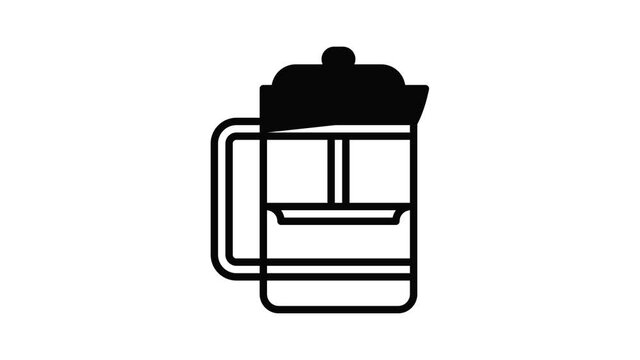 Coffee glass press icon animation outline best object on white background
