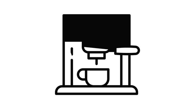 Digital coffee machine icon animation outline best object on white background