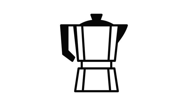 Steel coffee pot icon animation outline best object on white background