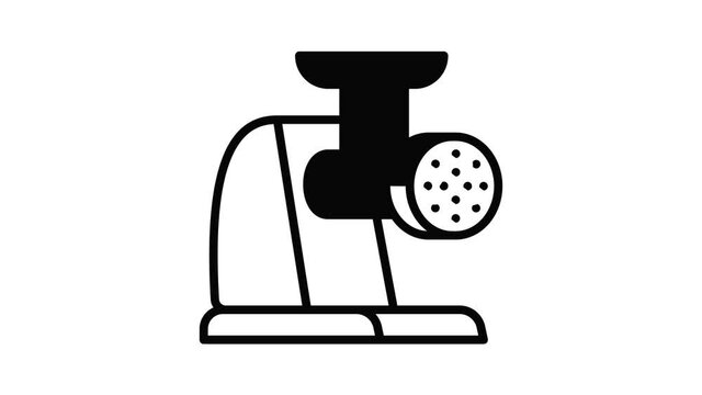 Electric meat grinder icon animation outline best object on white background