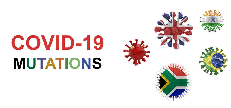 Covid Virus Mutation Covid-19 Coronavirus British Brazilian Indian South African  Background Pandemic - 3d Rendering