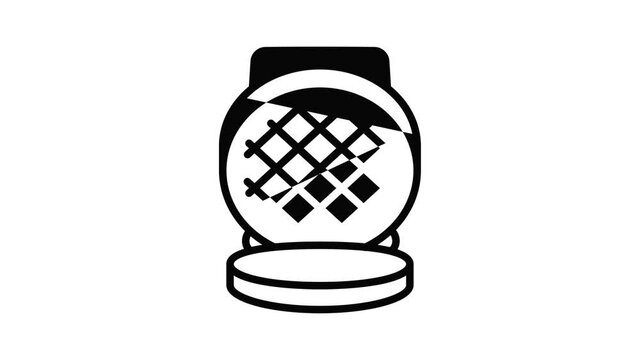 Round waffle-iron icon animation outline best object on white background
