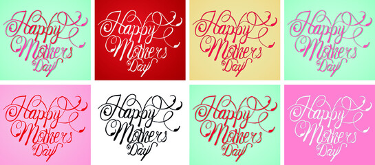 HAPPY MOTHERS DAY Handwriting Calligraphy design of set