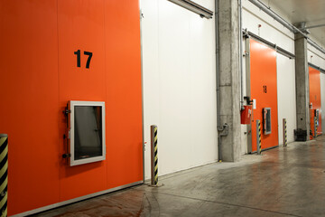 Food cold storage exterior in fruit processing factory.