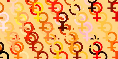 Light Pink, Yellow vector background with woman symbols.