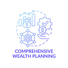 Comprehensive wealth planning concept icon. Wealth management idea thin line illustration. Professional coordination. Financial modeling process. Vector isolated outline RGB color drawing