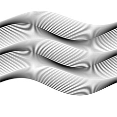 Design elements. Wave of many gray lines. Abstract wavy stripes on white background isolated. Creative line art. Vector illustration EPS 10. Colourful shiny waves with lines created using Blend Tool