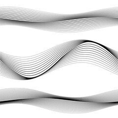 Design elements. Wave of many gray lines. Abstract wavy stripes on white background isolated. Creative line art. Vector illustration EPS 10. Colourful shiny waves with lines created using Blend Tool