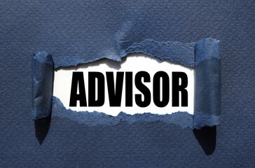 Advice. text inside torn blue paper. white sheet with black font.