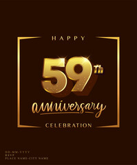 59th anniversary celebration logotype with handwriting golden color elegant design isolated on dark background. vector anniversary for celebration, invitation card, and greeting card.