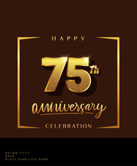 75th anniversary celebration logotype with handwriting golden color elegant design isolated on dark background. vector anniversary for celebration, invitation card, and greeting card.