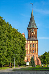Fototapeta na wymiar Kaliningrad, the old Konigsberg Cathedral on the island of Kent