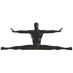 A black male mannequin sits in a lateral twine on an isolated background. Front view. 3d rendering