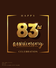 83rd anniversary celebration logotype with handwriting golden color elegant design isolated on dark background. vector anniversary for celebration, invitation card, and greeting card.