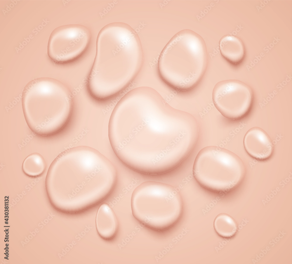 Poster realistic water drop. pure transparent droplet. clean drop condensation. vector set.