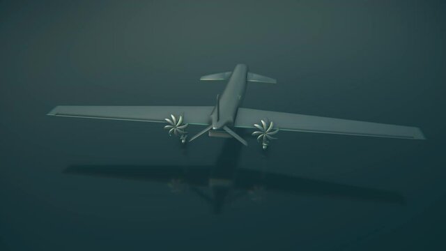 Hologram of rotating delivery drone. 3D animation of the future shipping system on a black background. 3d render 