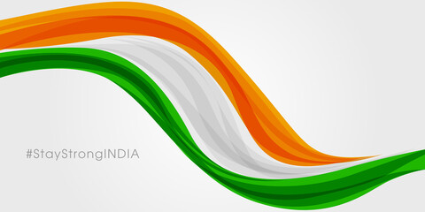 Stay Strong India against COVID-19. Stay strong India hashtag against corona virus. Vector illustration.