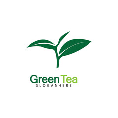 Green tea leaf logo vector icon illustration design isolated on white background-vector image