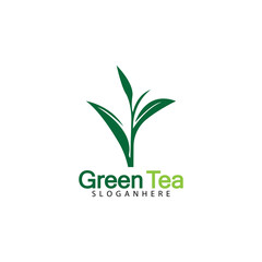 Green tea leaf logo vector icon illustration design isolated on white background-vector image