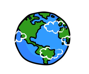 Planet Earth on a white background. Environment protection. Cartoon. Vector illustration.