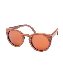 Wood frame sunglasses isolated on a white background