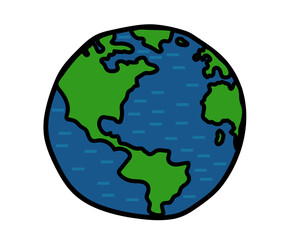 Fototapeta na wymiar Planet Earth on a white background. The globe. Cartoon. Vector illustration.