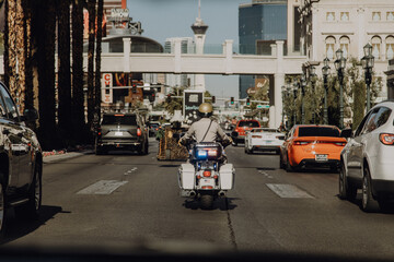 Amerika   Las Vegas Polizist auf Motorrad