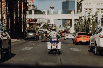 Abwaschbare Fototapete Las Vegas Amerika   Las Vegas Polizist auf Motorrad
