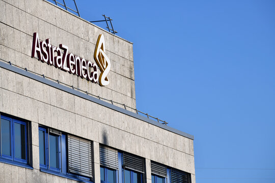 Wedel, Germany - April 14, 2021: Astra Zeneca Germany in Wedel, Germany - Astra Zeneca is a British-Swedish multinational pharmaceutical and biotechnology company