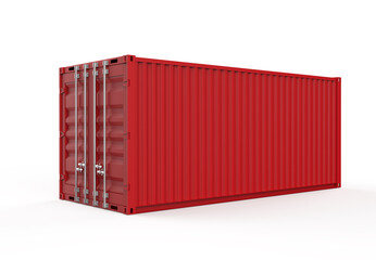 red container isolated on white - obrazy, fototapety, plakaty