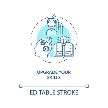 Upgrade your skills concept icon. Develop new skills idea thin line illustration. Improve yourself. Grow up. Vector isolated outline RGB color drawing. Editable stroke