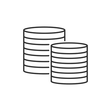 Money stacked coins icon in flat style