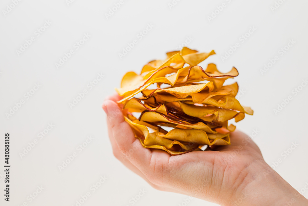 Canvas Prints top view handful of round dried slices of apple