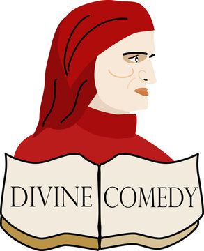 Image of Dante with Divine Comedy