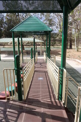Fototapeta na wymiar Playground Equipment Gangway Walkway with Parallell Rails
