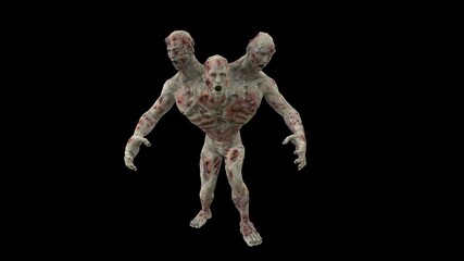 Zombie mutant 2 3D Render