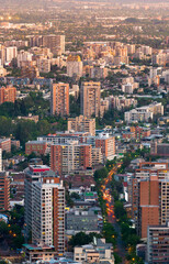 Fototapeta na wymiar Elevated view of Apartment buildings at Providencia district in Santiago de Chile.