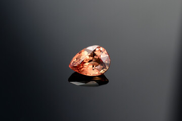 Natural mined drop faceted peach color sapphire loose gemstone setting for jewelry making. Clean,...