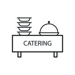 black thin line catering buffet. buffet in rastaurant color editable