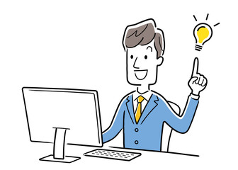 ベクターイラスト素材：アイデアがひらめくビジネスマン
