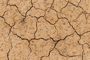 Texture of grungy dry cracking parched earth. Cracked soil. Concept of drought