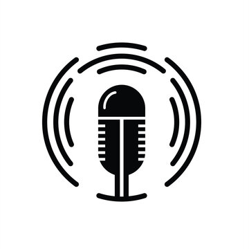 Illustration Vector graphic of microphone logo, fit for broadcast, podcast, radio etc.